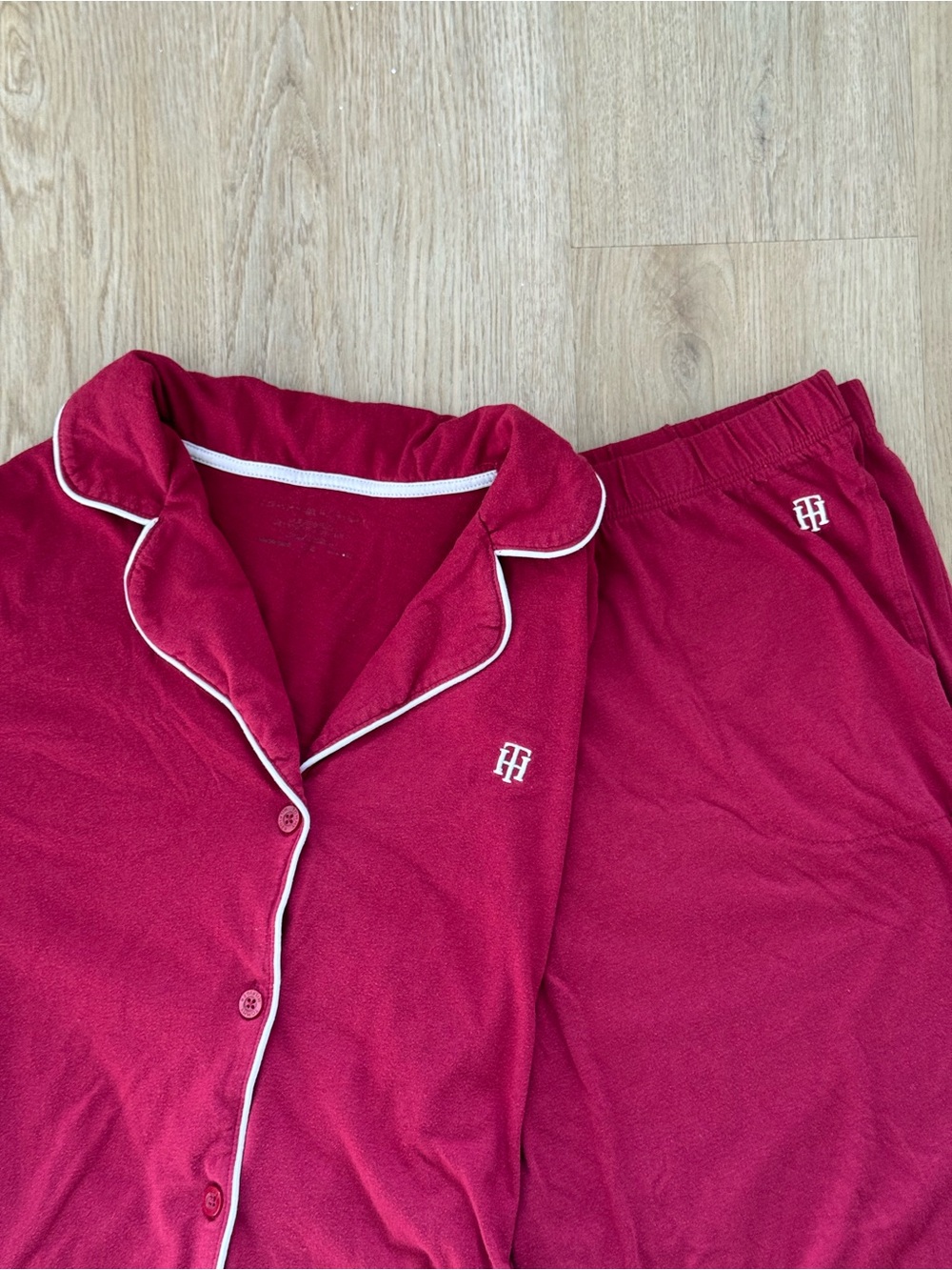 Tommy Hilfiger Red Knit Top with White Care Tag